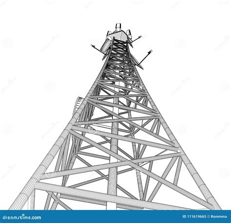 The Telecommunication Tower Stock Illustration - Illustration of people ...