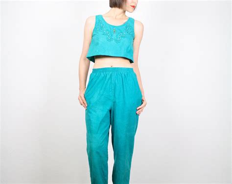 Vintage Crop Top Harem Pants Set Matching Outfit Matching Set