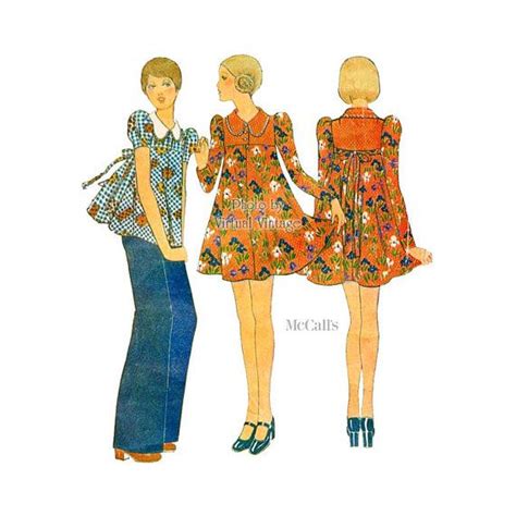 70s Babydoll Dress Pattern Mccalls 3849 Womens Smock Top Or Etsy