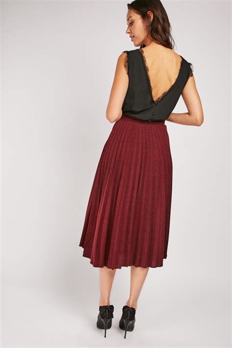 Accordion Pleated Midi Skirt Just 7