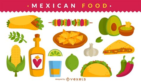 Descarga Vector De Conjunto De Ilustración De Comida Mexicana