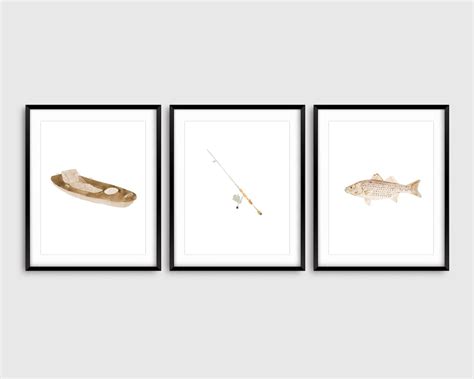 Watercolor Fishing Art Print Set Of 3 Fishing Wall Art Fisherman T