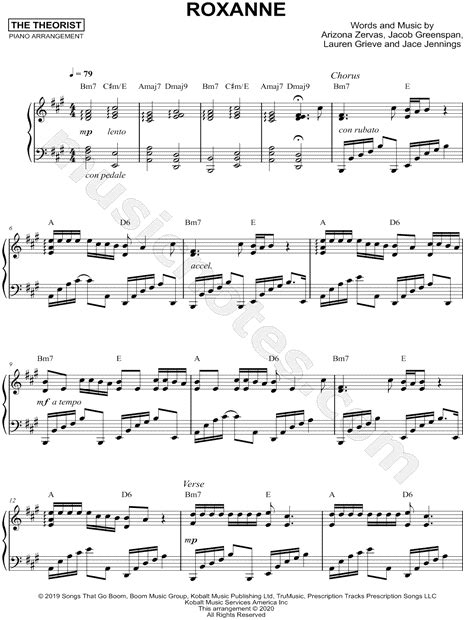 The Theorist Roxanne Sheet Music Piano Solo In A Major Download