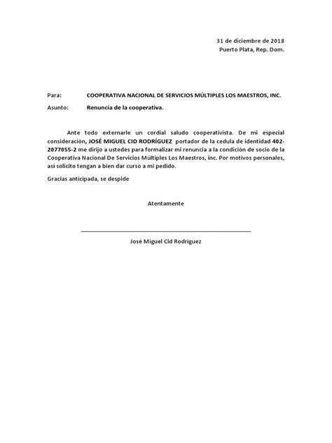 Carta De Renunciadocx