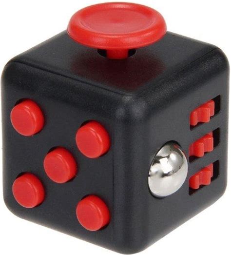 Fidget Cube Friemelkubus Anti Stress Kubus Zwart Rood Bol