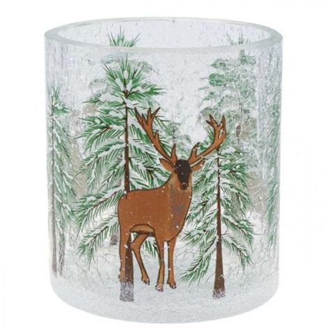 Floristik De Teelichthalter Glas Weihnachten Crackle Teelichtglas H Cm