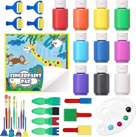 Shuttle Art 33 Pièces Kit de Peinture au Doigt Enfant Lavable 10