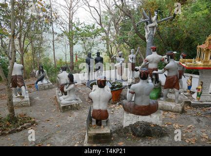 Torture in Buddhist Hell, Naraka. Sculptures near the Killing Caves ...