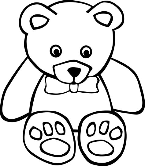 Simple Teddy Bear Black White Line Art Coloring Clipart Best