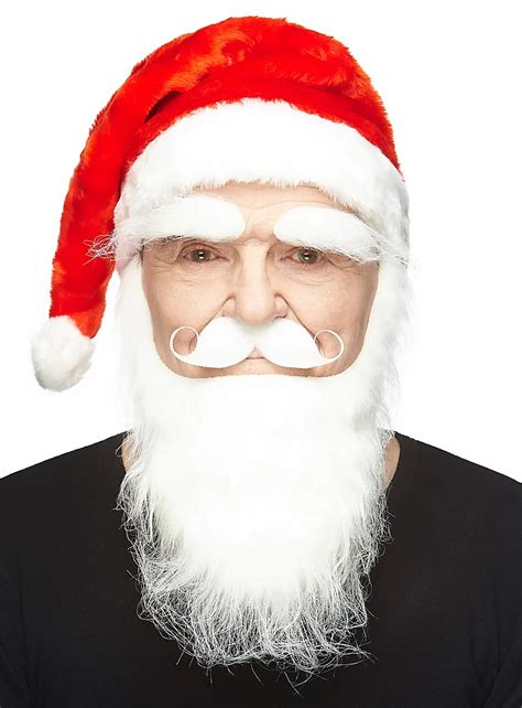 White Santa Claus beard with eyebrows - maskworld.com