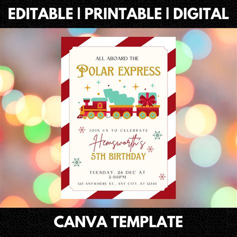 Editable Polar Express Birthday Invitation Printable Polar Etsy