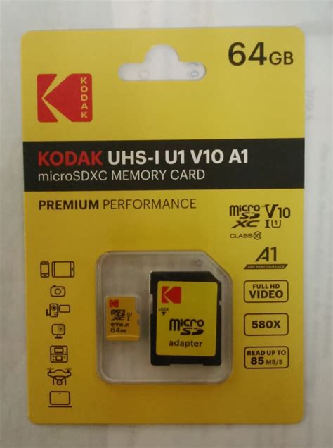 Kodak EKMSDM64GXC10K carte micro SD pour transfert des données haute