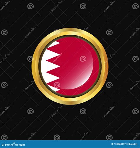 Bahrain Flag Golden Button Stock Vector Illustration Of Icon