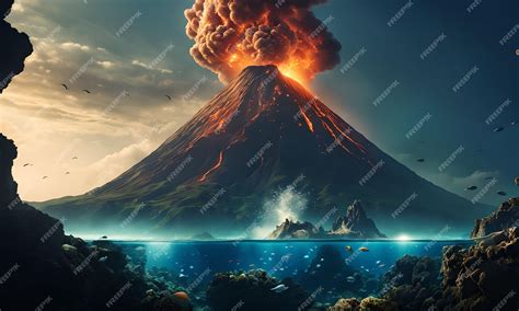 Premium AI Image | Underwater Volcanoes in the Ocean Floor