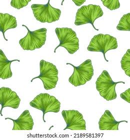 Ginkgo Biloba Seamless Pattern Illustration Vector Stock Vector