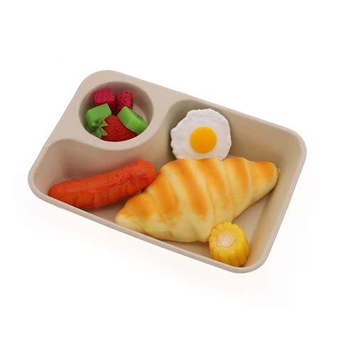 Compartment Tray Takeaway Bagasse Takeout Fast Lunch Box 850ml Salad