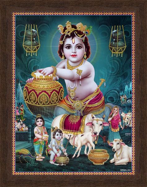 Avercart Lord Krishna Baby Krishna Poster X Inch Framed With