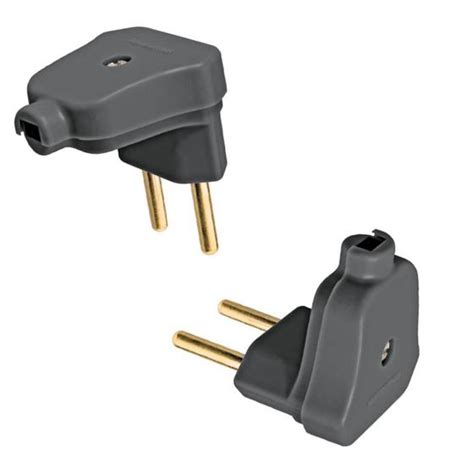 Kit 10 Plugue Angular 2P 10A 250V Preto Tramontina Plugs E