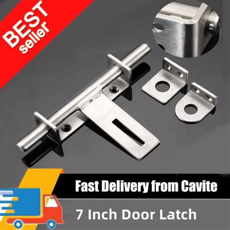 7" Slide Latch Lock Bolt Lock with Screws Heavy Duty Stainless Steel ...