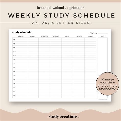 Weekly Study Schedule Printable Set Revision Timetable Weekly Timetable ...