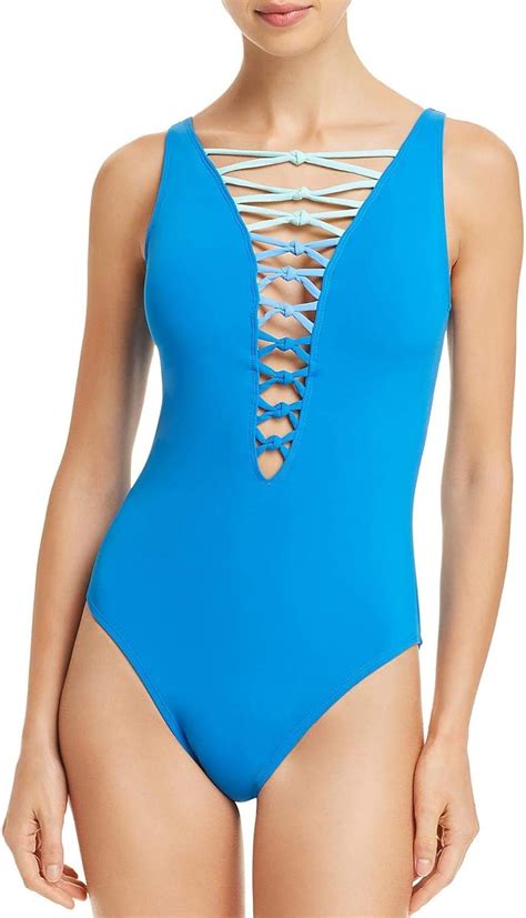 Bleu By Rod Beattie Lace Up Plunging Neck One Piece Bathing Suit One Pieces Women