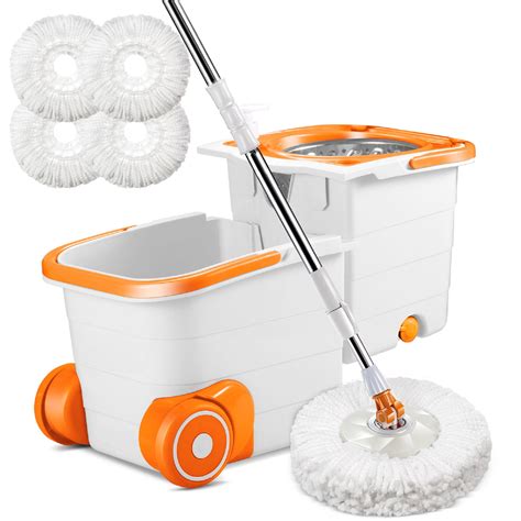 Mastertop Mop And Bucket Wringer Set For Floor Spin Mop And Bucket