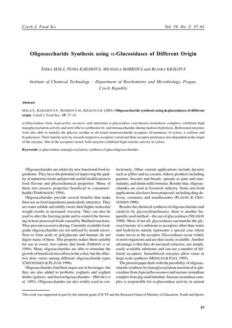 (PDF) Oligosaccharide synthesis using a-glucosidases of different origin