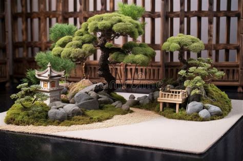 Zen Garden With Bonsai Tree And Stone Pathway Stock Photo Image Of