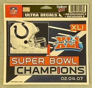 2007 Indianapolis Colts Super Bowl XLI Champions 5.5"x6" Ultra Decal ...