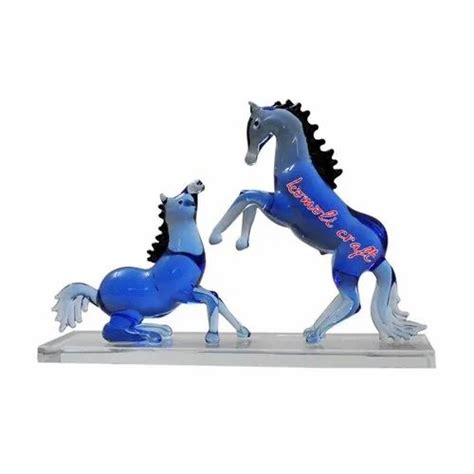 Modern Animal Blue Horses Home Decor Glass Horse Statues Custom
