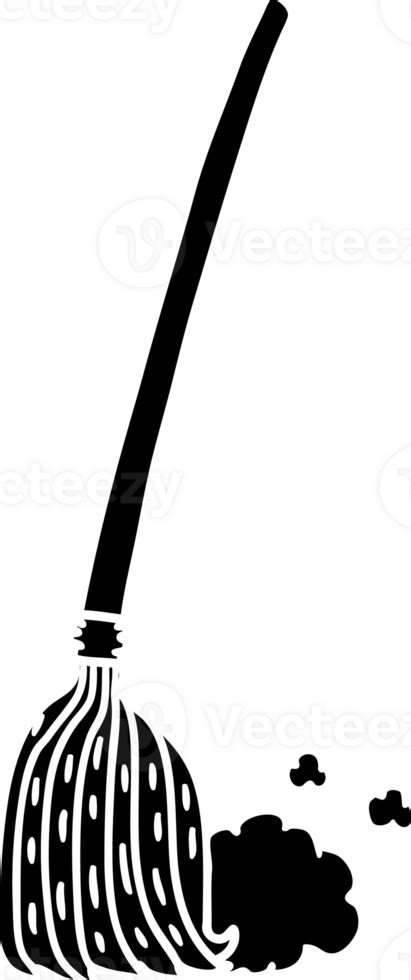 Cartoon Broom Sweeping Solid Black Icon 41860204 Png