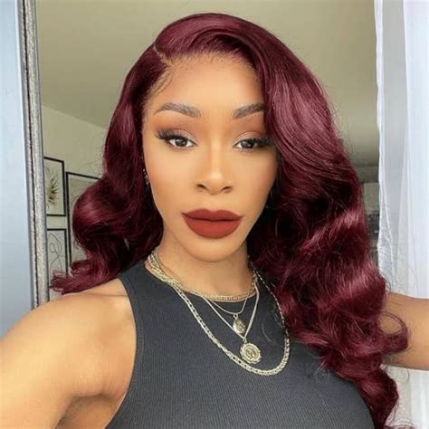 99j Burgundy Lace Front Wigs Human Hair Deep Wave Glueless