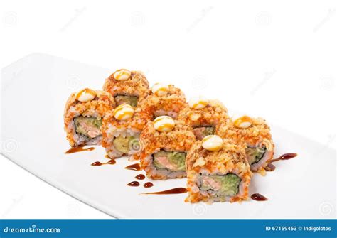 American Warm Crunch Roll Sushi Stock Image Image Of Rice Japanese