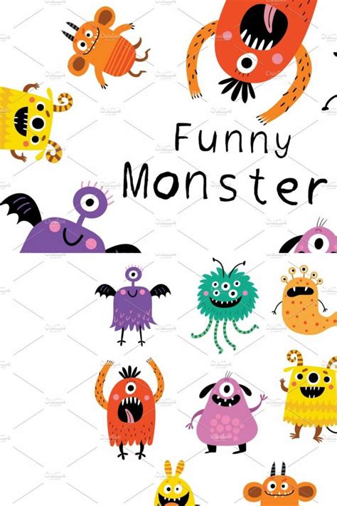 Funny Monsters Vector Set Masterbundles