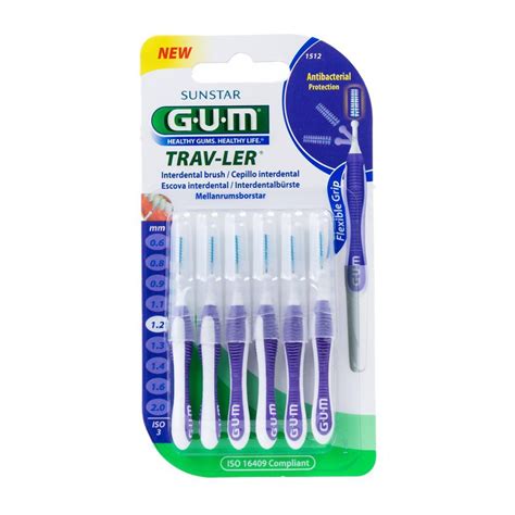 Gum Cepillo Interdental Trav Ler 1512 Cilindrico Extrafino 1 2mm 6 Unidades