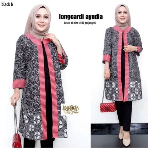 Jual Batik Wanita Longcardi Kardigan Ayudia Motif Kombinasi Premium