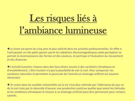 Ppt Les Risques Li S Lambiance Lumineuse Powerpoint Presentation