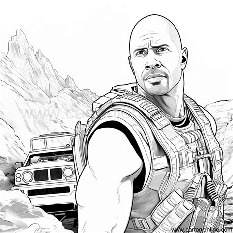 Coloriage de Luke Hobbs (Dwayne Johnson) de Fast and Furious