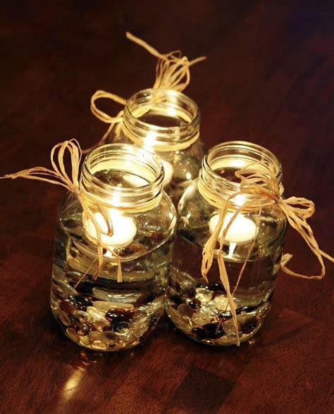 Mason Jars With Raffia Ribbon Wedding Decorations Wohh Wedding