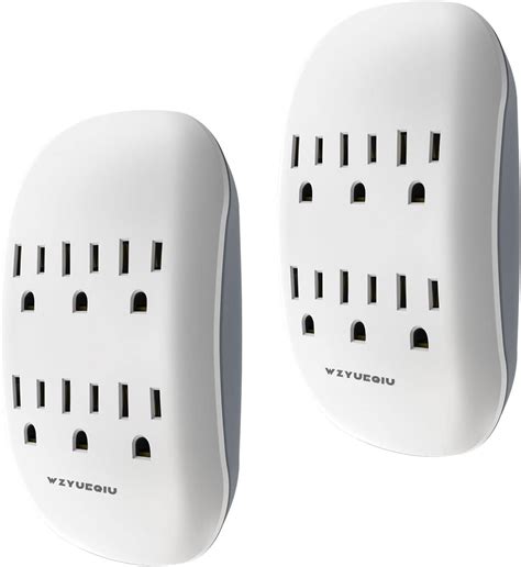 2 Pack Electric Outlet Extender Wall Mount Outlet Splitter 6 Outlet Multi Plug