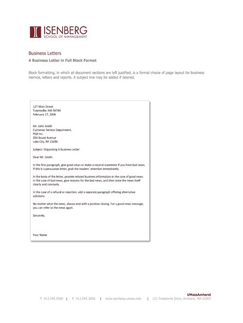 Fillable Online Isenberg Umass Business Letter Docx Fax Email Print