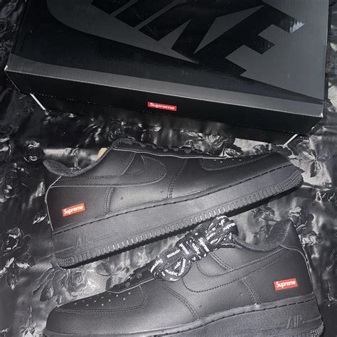 Black Supreme Air Force 1♠️ UK8 & UK9 Brand new with... - Depop