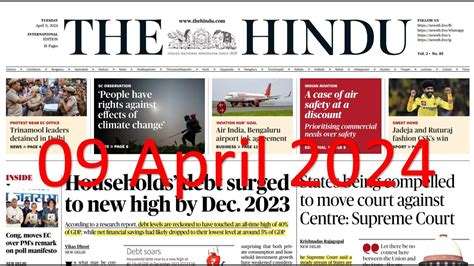 09 April 2024 The Hindu News Paper Analysis The Hindu Newspaper