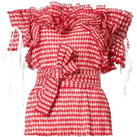 Rosie Assoulin Gingham Ruffled Top 1 395 Liked On Polyvore Featuring