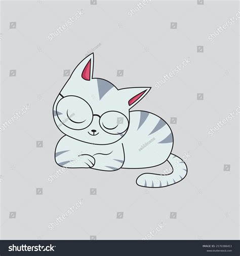 Cute Nerd Cat Sticker Vector Template Stock Vector (Royalty Free ...