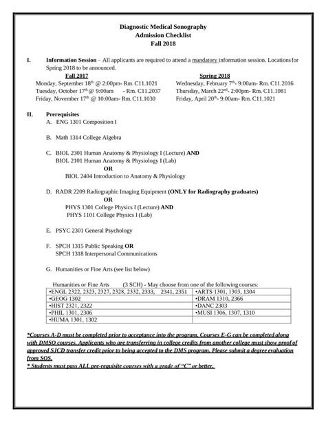 Pdf Diagnostic Medical Sonography Admission Checklist Fall Sanjac