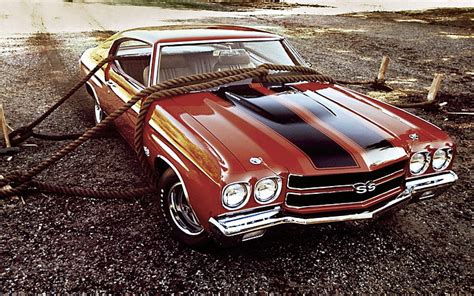 HD Wallpaper Red Chevrolet Chevelle SS Coupe Ropes 1970 The Front