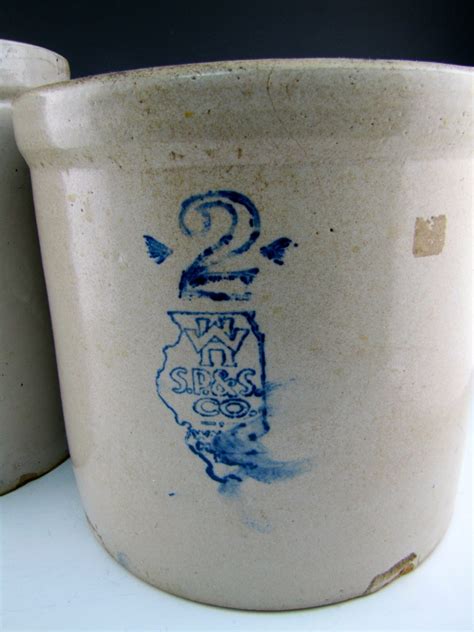 Antique 2 Gallon Stamped Salt Glaze Stoneware Crocks Ebth