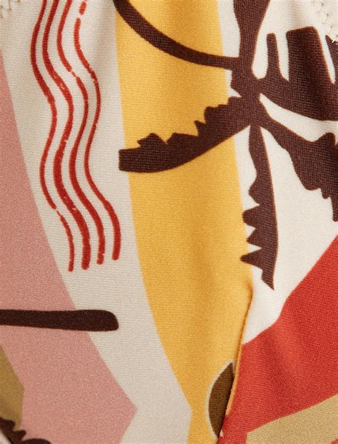 Kahve Kadın Balenli Bikini Üstü Floral Desenli Astarlı SAK MM Koton