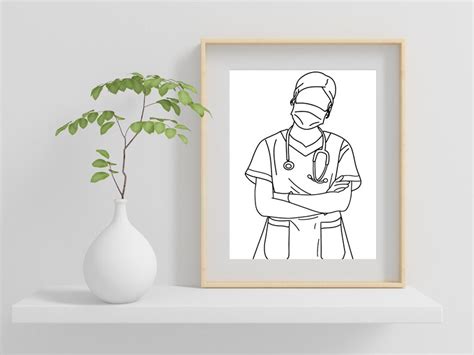 Nurse Line Art Nursing Art Nurse T Nurse Office Decor Nurse